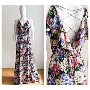 Wayf Floral Wrap Maxi Dress Sleeveless M